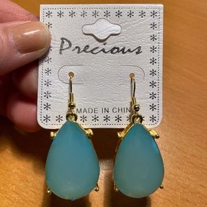 New Blue and Gold Tear Drop Style Earrings